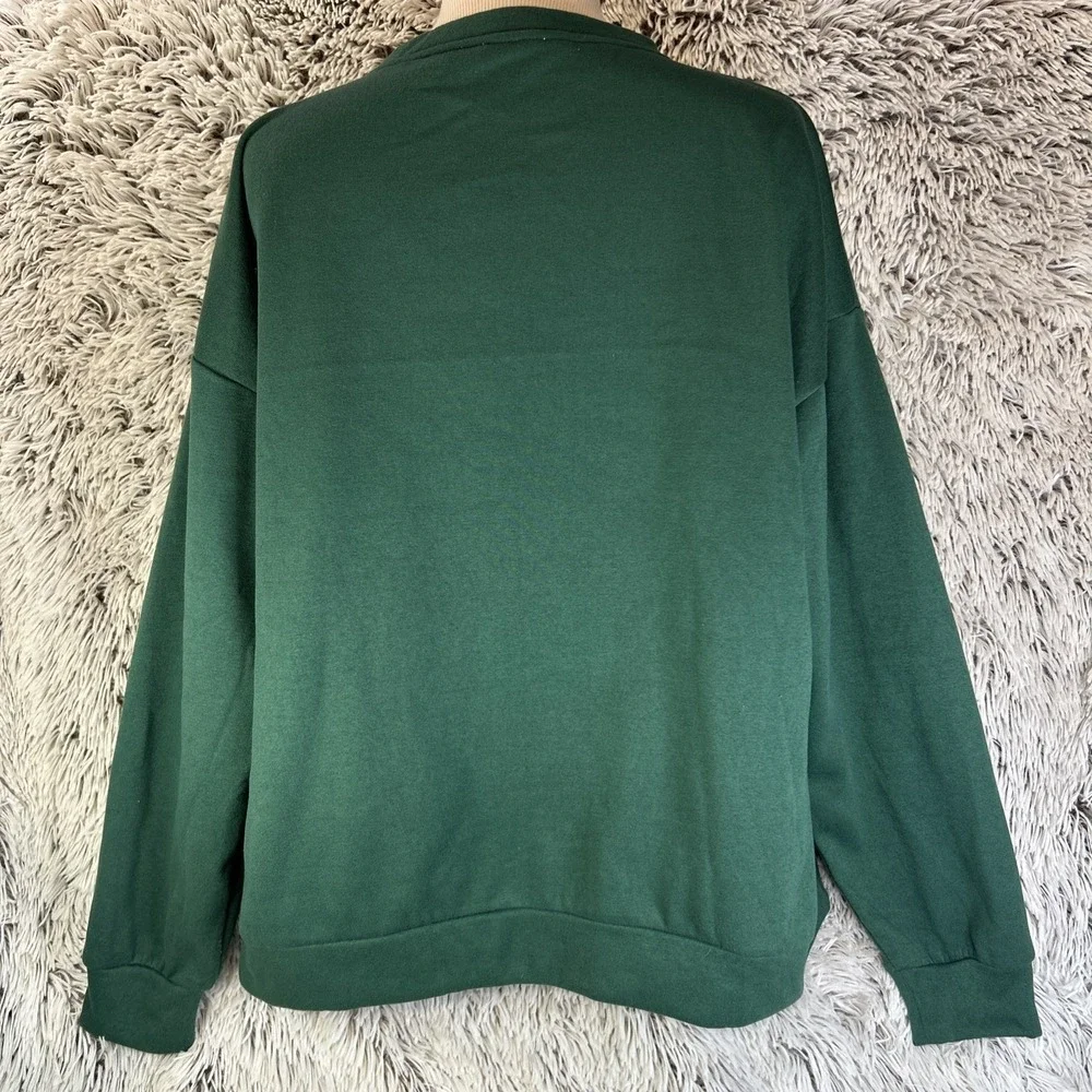 Bibi Green Red Plaid Ribbon Crewneck Pullover Christmas Gold Sequin Holiday Sz S - Picture 6 of 12